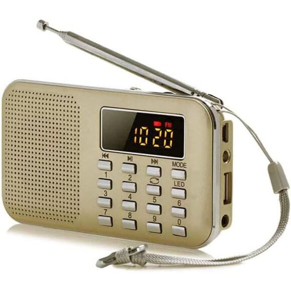 FM Radio MP3 Player Speaker with USB/TF Card/AUX Input LED Flashlight Functions - Picture 1 of 3